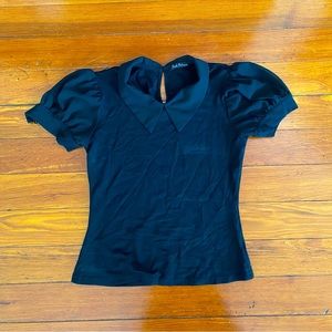 Black Short Sleeve Blouse from Unique Vintage in size SMALL